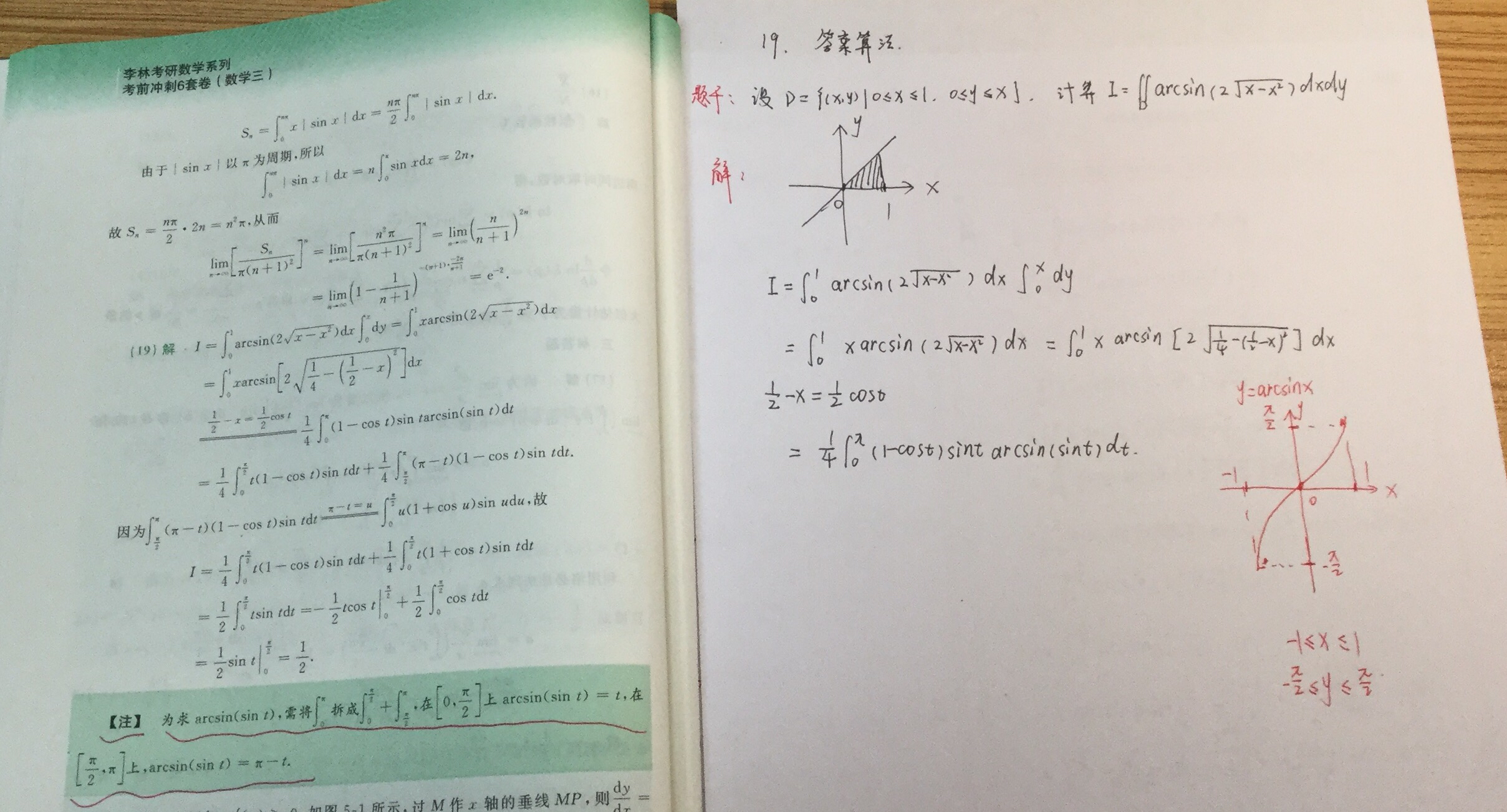 '></div><hr><h3>老师回复问题</h3>因为在0到派/2和派/2到派上，从y=sinx的图像可知：<br><div><img class=