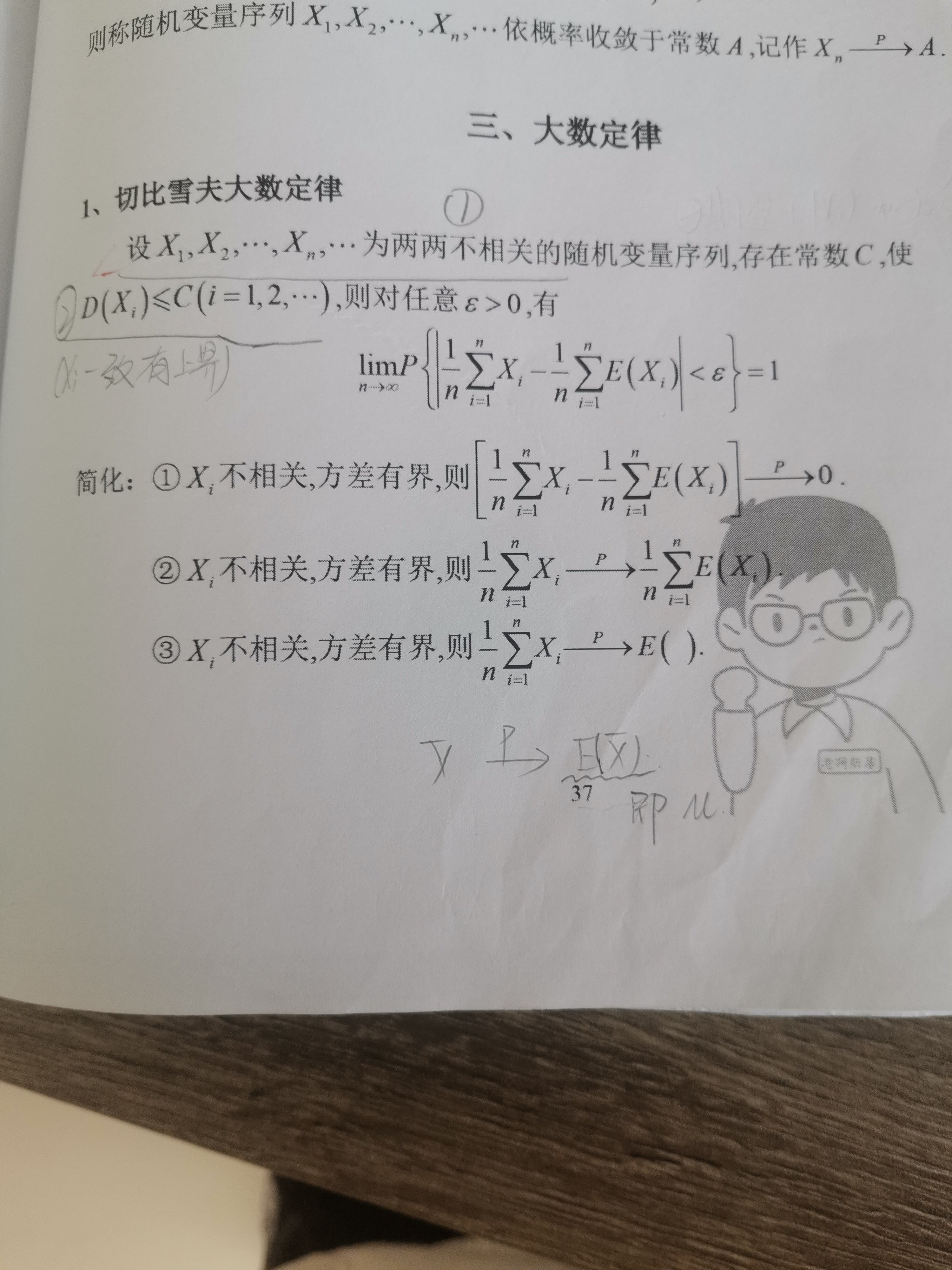 '></div><hr><h3>老师回复问题</h3>这几个大数定理的条件要记牢,这里说了期望与方差都存在的<br><div><img class=